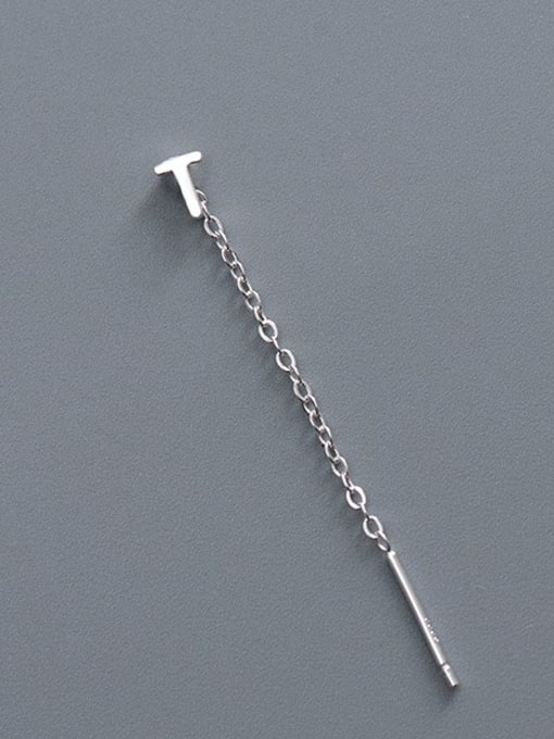 ES2180 [Single T Letter] 925 Sterling Silver Tassel Minimalist Threader Earring